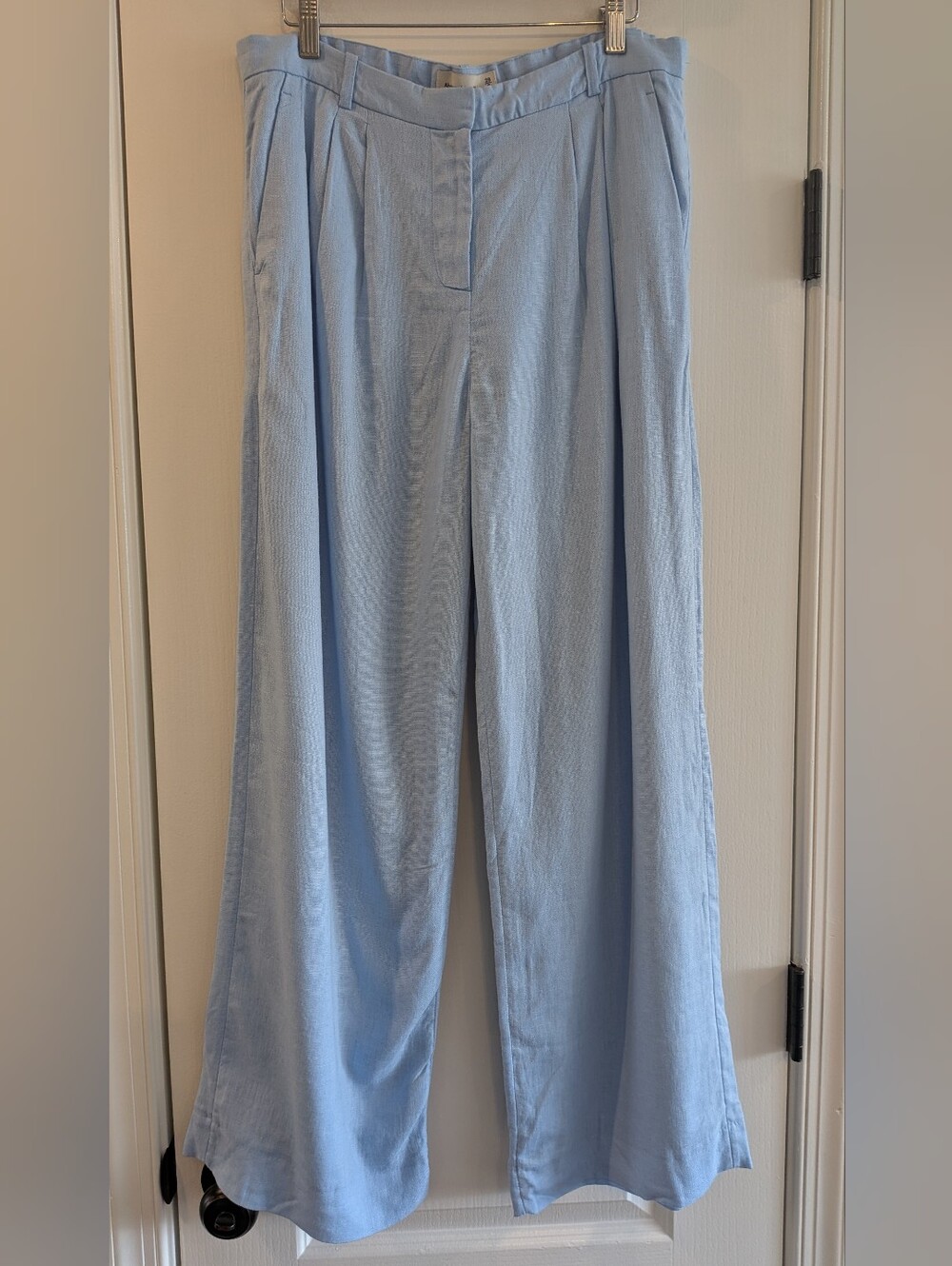 Abercrombie & Fitch Sloane Tailored Wide Leg Linen Blend Blue Pants Size 29 - Picture 4 of 14